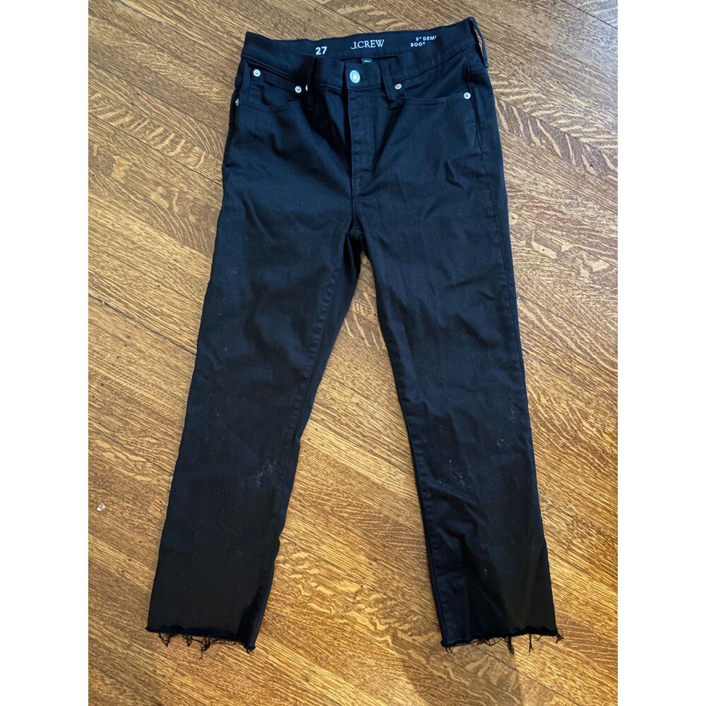 J.Crew 9-Inch Demi-Boot Crop Jeans Black Raw Hem Women’s Size 27